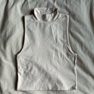 Aritzia White Sleeveless Turtleneck Top